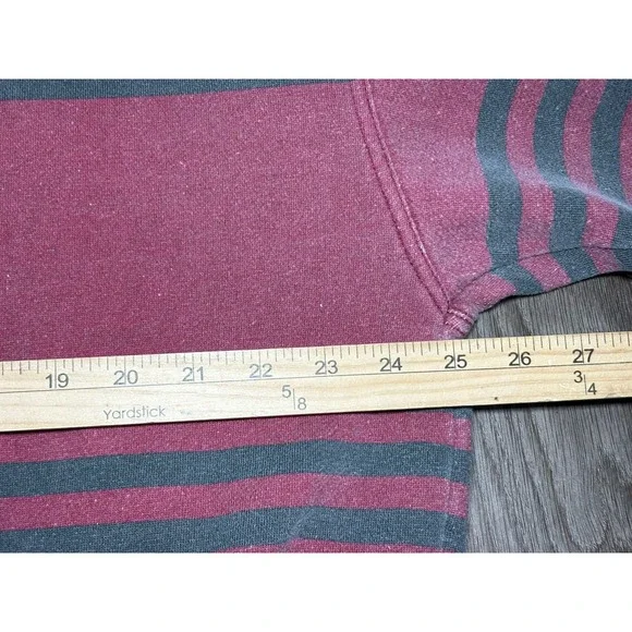 90s Vintage Union Bay Sweatshirt Size XL Maroon Stripe Hoodie Grunge Y2K Logo - Picture 5 of 9